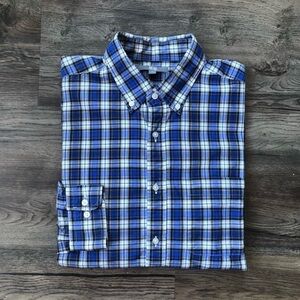Uniqlo Blue and White Plaid Men's Shirt